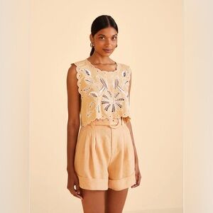 Farm Rio Beige Tailored Shorts